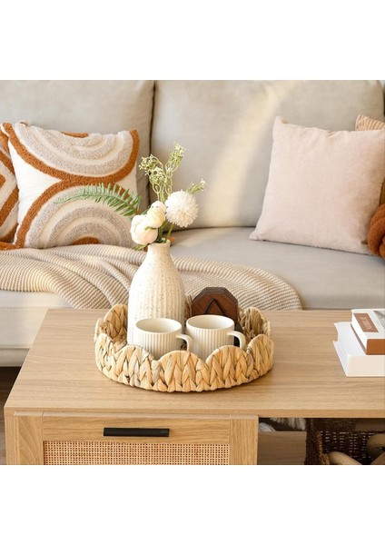 Taraklı Kenar Yuvarlak Tepsisi Yerleşik Tutamaklı Yuvarlak Servis Tepsisi Sehpa Için Dekorasyon Tepsisi Rattan Tepsisi (Yurt Dışından) indirimleri