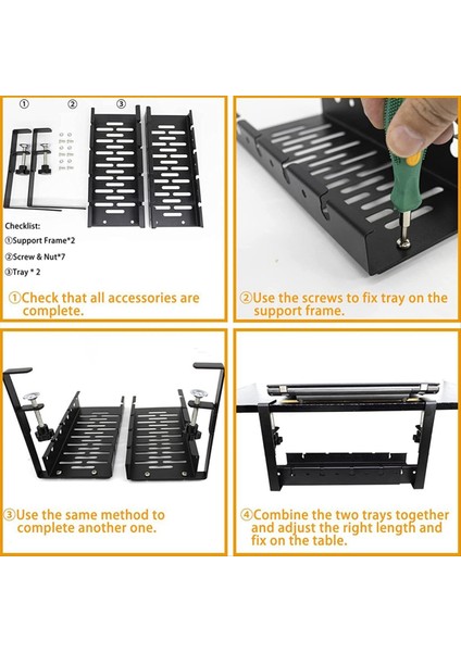 Masa Kablo Depolama Rafı Altında Exandable Management Tepsi Masa Soketi Tutucu Kablo Kablosu Güç Şerit Adaptörü 2pcs (Yurt Dışından) fırsatları