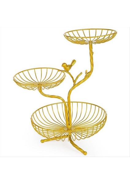 3 Katmanlı Meyve Sepeti Tutucu Dekoratif Meyve Kasesi Raf Metal Standı Tablo Tezgahı Sebzeler Için Ekmek Atıştırmalık (Yurt Dışından)