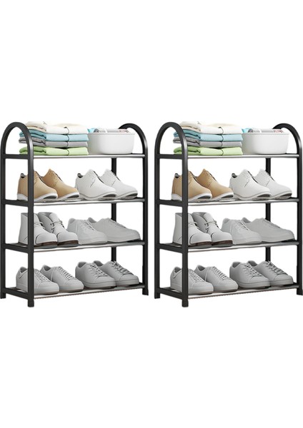 Ayakkabı Rafı Giriş ve Ön Kapı Girişi Için Ayakkabı Dolabı 4 Katman Ayakkabı Dolabı Kurulumu Kolay Siyah (Yurt Dışından)