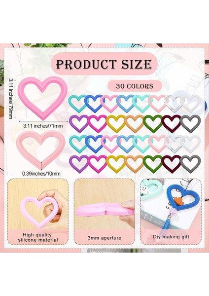 30 Set Silikon Boncuklu Halka Yapımı Kiti 65MM Yuvarlak Silikon Boncuk Halkası ve Anahtarlık Püskül Kolye Siyah Toka Dıy (Yurt Dışından) modelleri