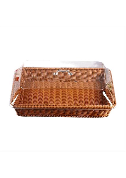 Kapaklı Sepet Yemek Için Kapaklı Sepet Masa Üstü Yemek Servis Sepeti Dokuma Piknik Sepeti Kahverengi Servis Için Ekmek Sepeti (Yurt Dışından)