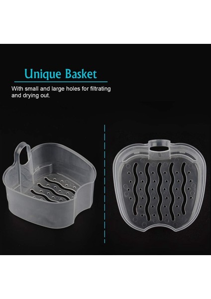 5x Mavi Protez Kasası Süzgeçli Takma Diş Kabı Protez Banyosu Kutusu Diş Kutusu Sepet Net Kap Tutucusu (Yurt Dışından) fırsatları