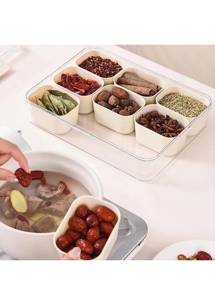9 Bölmeler Bölünmüş Servis Tepsisi Kapak Taşınabilir Atıştırmalık Kutusu Mutfak Baharat Konteyneri Şeker Anason Biber Için (Yurt Dışından) fiyatları
