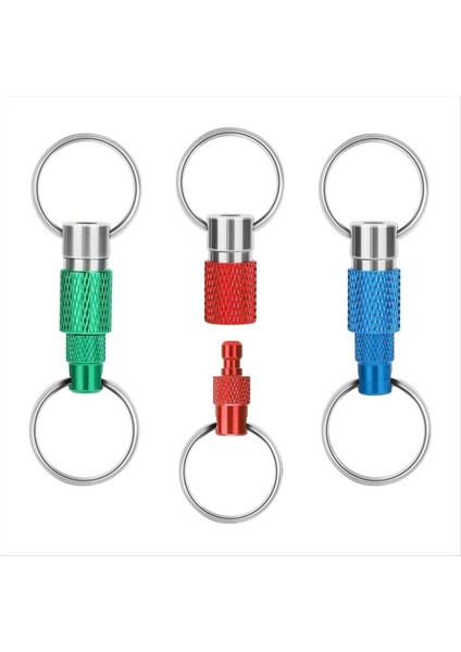 3pcs Hızlı Serbest Bırakılabilir Anahtarlık Çift Yüzükler Çeken Anahtarlık Spring Split Snap Ayrık Anahtarlık (Yurt Dışından)