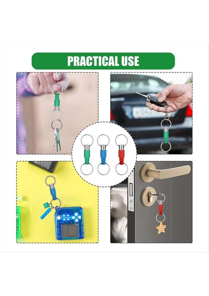 3pcs Hızlı Serbest Bırakılabilir Anahtarlık Çift Yüzükler Çeken Anahtarlık Spring Split Snap Ayrık Anahtarlık (Yurt Dışından) fırsatları