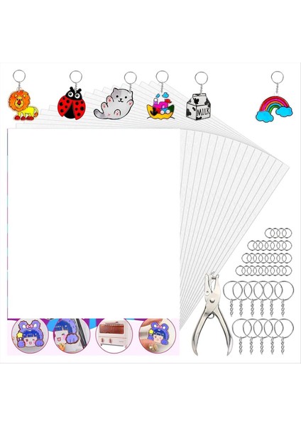 Shrinky Dink Levhalar 50 Pcs Shrıncraklar 100 Pcs Anahtar Zincirleri ve Çocuklar Için 100 Açık Çember Yaratıcı Zanaat Markaları Anahtarlıklar (Yurt Dışından)