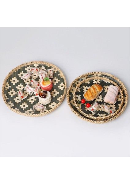 3pcs Renkli Dumpan Yeni Yıl Arifesi Dekorasyonları Ev Dekoru Yemek Tabağı Japon Tarzı Bambu Dokuma (Yurt Dışından) modelleri