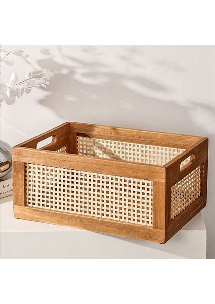 2x Dekoratif Sepet Kitabı Depolama Sepeti Dokuma Sepetleri Düzenleme Kreş Yatak Odası Rattan Banyo (L) (Yurt Dışından) fiyatları