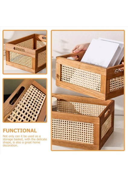 2x Dekoratif Sepet Kitabı Depolama Sepeti Dokuma Sepetleri Düzenleme Kreş Yatak Odası Rattan Banyo (L) (Yurt Dışından) indirimleri