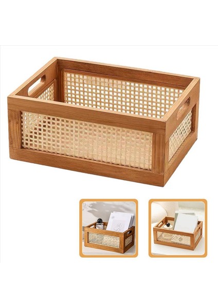 2x Dekoratif Sepet Kitabı Depolama Sepeti Dokuma Sepetleri Düzenleme Kreş Yatak Odası Rattan Banyo (S) (Yurt Dışından) fiyatları