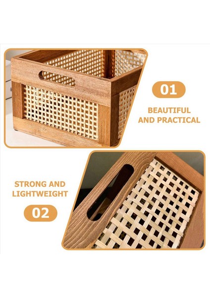 2x Dekoratif Sepet Kitabı Depolama Sepeti Dokuma Sepetleri Düzenleme Kreş Yatak Odası Rattan Banyo (S) (Yurt Dışından) indirimleri