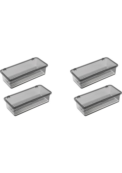 Kapaklı 4x Sofra Takımı Tepsisi Kapak Plastik Çatal Tepsisi ile Zeste Depolama Çatal Teşheri Çekmece Organizer Eden Depolama B (Yurt Dışından)