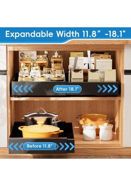 Dolap Organizatörü Genişletilebilir Ayarlanabilir Genişlik (11 81 Inç-18 1 Inç W) Mutfak Banyosu Için Çekmeceleri Kaydırın (Yurt Dışından) fırsatları