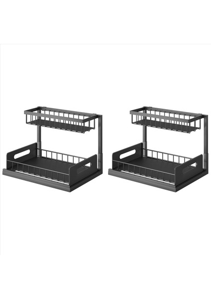 2x Lavabo Organizatörü Dolap Organizatörünü Çekin 2 Teriyer Kayar Raf Çok Kullanım Mutfak Alt Mutfak Lavabo Organizatörleri (Yurt Dışından)
