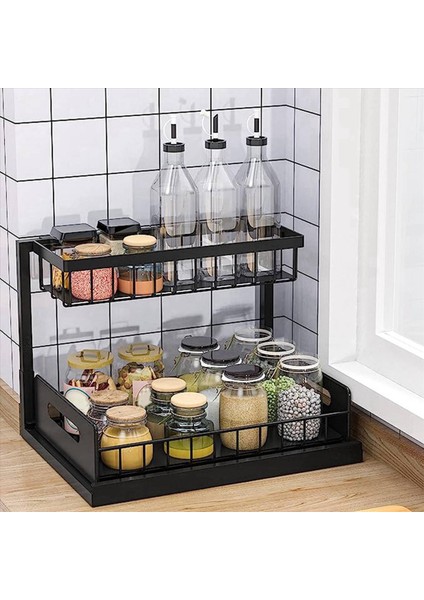2x Lavabo Organizatörü Dolap Organizatörünü Çekin 2 Teriyer Kayar Raf Çok Kullanım Mutfak Alt Mutfak Lavabo Organizatörleri (Yurt Dışından) fırsatları