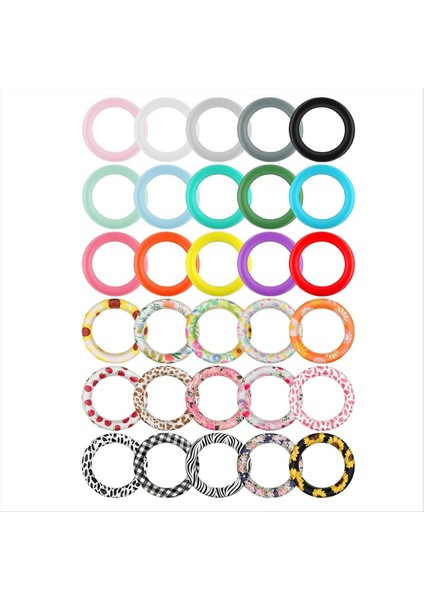 30PCS Silikon O Halkalar Boncuklar 65MM Ayçiçeği Boncuklu Silikon Halkalar Bahar Yaz Yuvarlak Silikon Döngü Kolye Boncukları (Yurt Dışından)