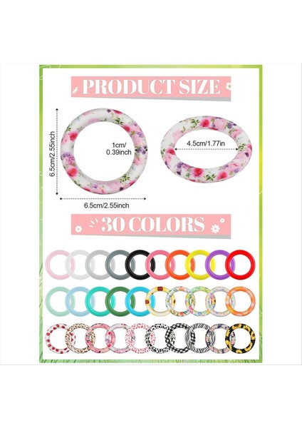 30PCS Silikon O Halkalar Boncuklar 65MM Ayçiçeği Boncuklu Silikon Halkalar Bahar Yaz Yuvarlak Silikon Döngü Kolye Boncukları (Yurt Dışından) modelleri