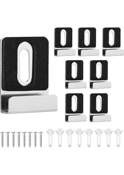 8pcs Metal Ayna Tutucu Kiti Vidalı Ayna Klipsleri Kauçuk Pedler Ayna Kancaları Ağır Hizmetli Ayna Askı Donanımı Gümüş (Yurt Dışından)