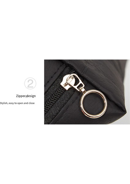 Siyah Kağıt Depolama Çantası Seyahat Tuvalet Organizatör Çantası Taşınabilir Su Geçirmez Fermuar Kozmetik Çantası (Yurt Dışından)