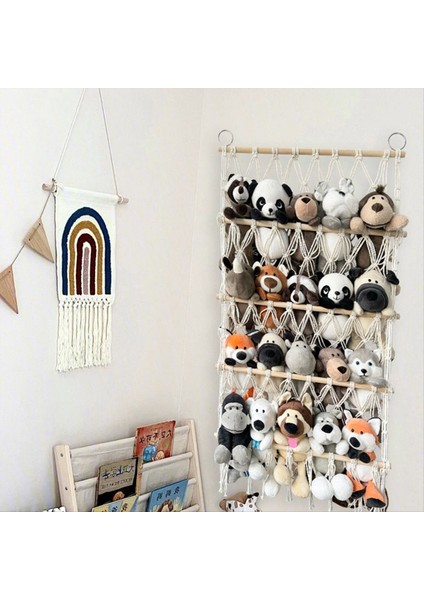 Duvar Asma Organizatör Dolgulu Hayvan Oyuncak Net Hammock Kreş Peluş Oyuncak Depolama Boho Macrame Çok Molor (Yurt Dışından) fırsatları