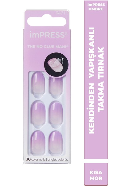 Kendinden Yapışkanlı Takma Tırnak Kısa Ombre Mor