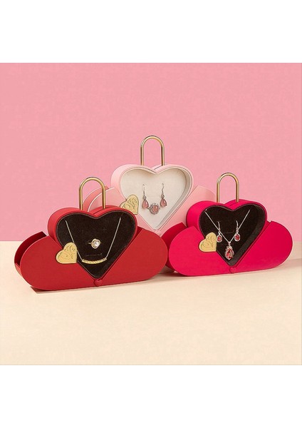 Yaratıcı Kalp Mücevher Kutusu Yeni Tanabata Sevgililer Günü Kutusu Yüzük Kolye Seti Takı Kutusu Gül Kırmızı (Yurt Dışından) fiyatları
