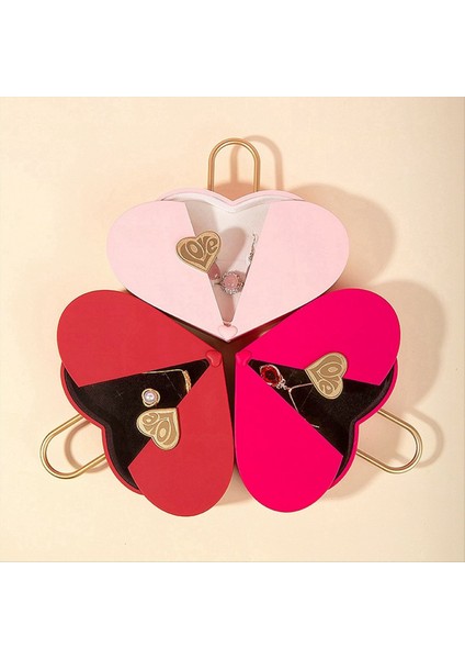 Yaratıcı Kalp Mücevher Kutusu Yeni Tanabata Sevgililer Günü Kutusu Yüzük Kolye Seti Takı Kutusu Gül Kırmızı (Yurt Dışından) modelleri