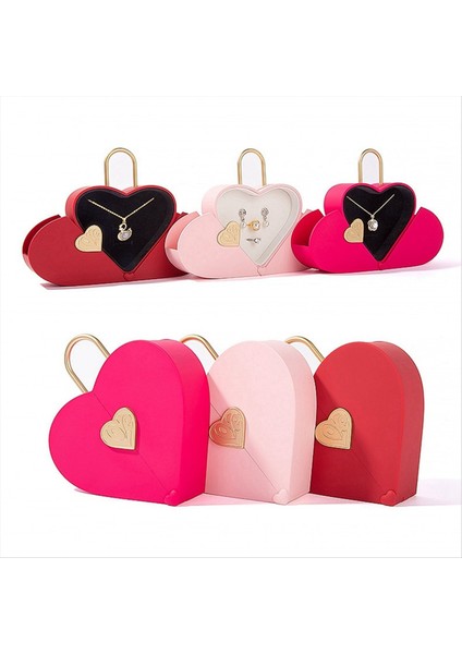 Yaratıcı Kalp Mücevher Kutusu Yeni Tanabata Sevgililer Günü Kutusu Yüzük Kolye Seti Takı Kutusu Gül Kırmızı (Yurt Dışından) fırsatları