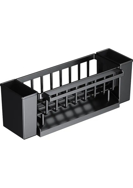 Kendi Kendine Drenaj Lavabo Raf Sabun Sünger Tutucu Bulaşık Havlu Raf Filtre Sepeti Mutfak Lavabo Drenaj Rafı Siyah (Yurt Dışından)