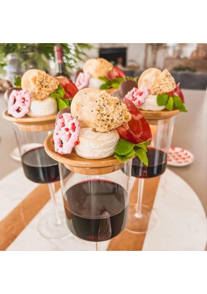 10PCS Şarap Bardağı Charcuterie Topper Cam Charcuterie Tahta Topper Bambu Şarap Cam Topper Bardak Altlık (Yurt Dışından) fiyatları