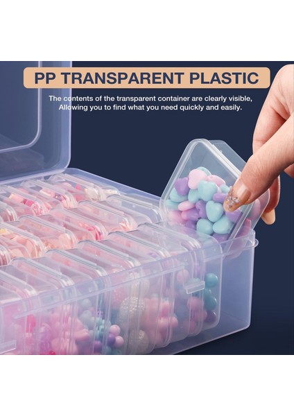 Boncuk Organizatör Kutusu 30 Adet Küçük Şeffaf Plastik Saklama Kapları Olan Büyük Şeffaf Bir Kutu Taşınabilir Zanaat Depolama Kutusu (Yurt Dışından) modelleri