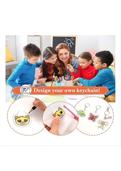 161 Shrinky Sheets Anahtar Zinciri Seti Zincirle Anahtar Yüzük Atlama Yüzüğü Çocuklar Için Yaratıcı Delik Yumruk Yarı Saydam (Yurt Dışından) fırsatları