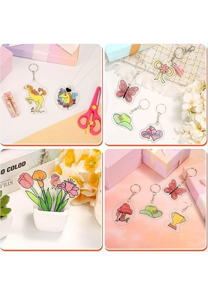 161 Shrinky Sheets Anahtar Zinciri Seti Zincirle Anahtar Yüzük Atlama Yüzüğü Çocuklar Için Yaratıcı Delik Yumruk Yarı Saydam (Yurt Dışından) indirimleri