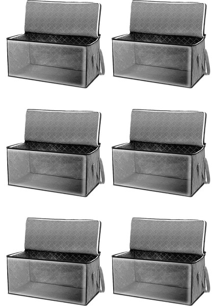 6pcs Yorgan Organizatör Kutusu Katlanabilir Taşınabilir Dolap Istiflenebilir Kutular Dokuma Olmayan Giysiler Depolama Battaniyeleri Koleksiyon Vaka-Gray (Yurt Dışından)