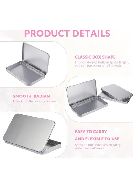 Dikdörtgen Metal Teneke Kutu Kapaklı Metal Menteşeli Kapak Kalay Metal Boş Teneke Kutu Kap Gümüş Depolama Teneke Kutu 10 Adet (Yurt Dışından) fırsatları