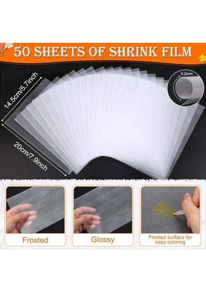 Shrinky Sanat Kağıdı 50PCS Büzülen Çarşaflar Anahtarlıklar ve Çocuklar Için Plastik Film Çekim (Yurt Dışından) fırsatları