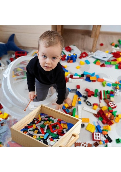 Oyuncak Depolama Organizatörü Sap ve Kapaklı Yapı Taşları Kutusu Doğal Ahşap Kids Çocuk Oyuncak Konteynerleri Göğüs Gösteriyor (Yurt Dışından) fırsatları