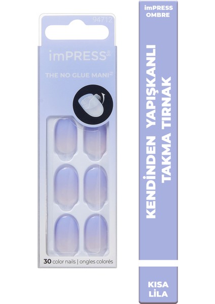 Kendinden Yapışkanlı Takma Tırnak Kısa Ombre Lila