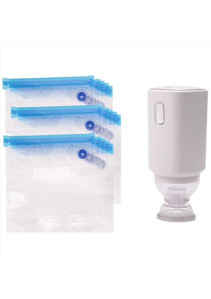 Yeniden Kullanılabilir Vakum Gıda Depolama Fermuar Torbaları Set Elektrikli Elle Taşınır Sızdırmazlıkçı POMPA+15PCS 21 x 22 cm Torbalar (Yurt Dışından) fiyatları