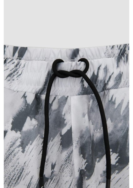 Fit Slim Fit Dar Kesim Desenli Cepli Taytlı Dokuma Şort A6981AX23AU