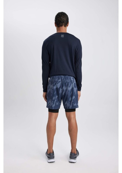 Fit Slim Fit Dar Kesim Desenli Cepli Taytlı Dokuma Şort A6981AX23AU