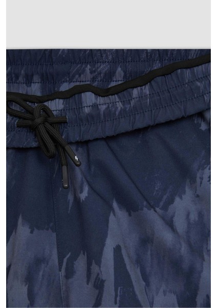 Fit Slim Fit Dar Kesim Desenli Cepli Taytlı Dokuma Şort A6981AX23AU