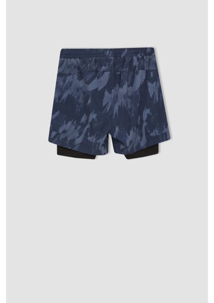 Fit Slim Fit Dar Kesim Desenli Cepli Taytlı Dokuma Şort A6981AX23AU