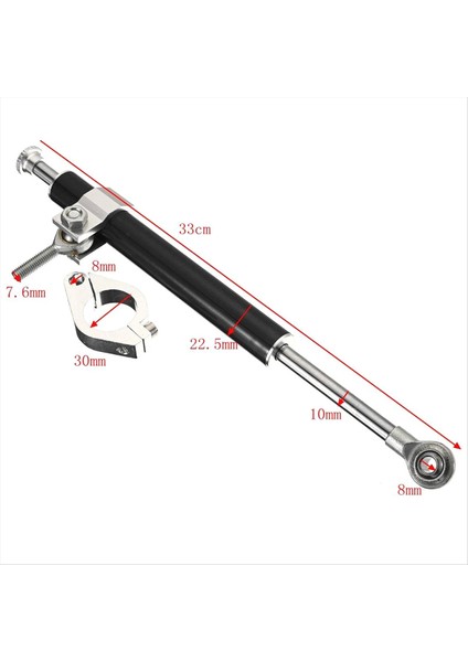 330MM Evrensel Motosiklet Direksiyon Damper Sabitleyici Damper Damper Striper Şok Emici Yön Güvenlik Kontrolü Siyah (Yurt Dışından) indirimleri