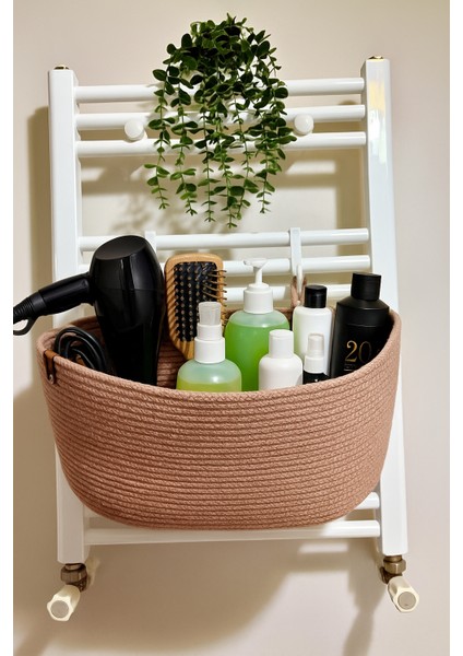 Doğal Hasır Askılı Sepet – Banyo & Mutfak Petek Havlupan Üstü Organizer Düzenleyici (Askı Dahil)