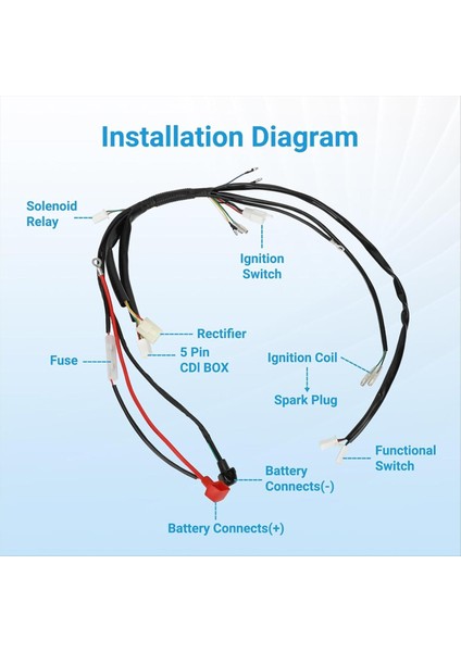 Çukur Bisiklet Kablo Demeti 50CC 70CC 90CC 110CC Için Elektrikli Başlangıç 4 Zamanlı Motor Taotao Ssr 70 X-Pro 4 Wheelers Parçaları (Yurt Dışından) modelleri