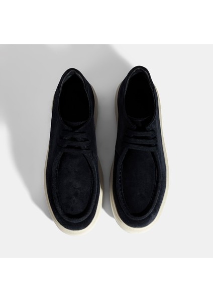 Erkek Lacivert Bağcıklı Süet Deri Günlük Ayakkabı