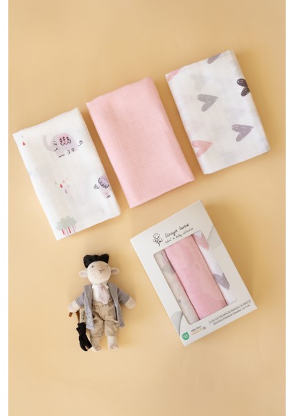 Çok Amaçlı Müslin Örtü & Battaniye 3'lü Set %100 Pamuk Oeko-Teks Sertifikalı 80X80 cm