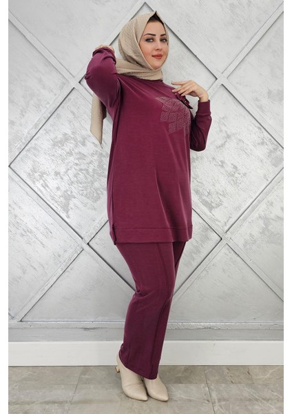 Kadın Dikme ve Taş Detaylı Tesettür Takım